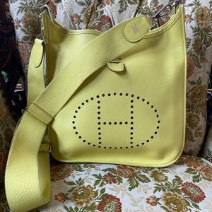 Hermes Epsom Evelyne III TPM Crossbody in Lime Yellow